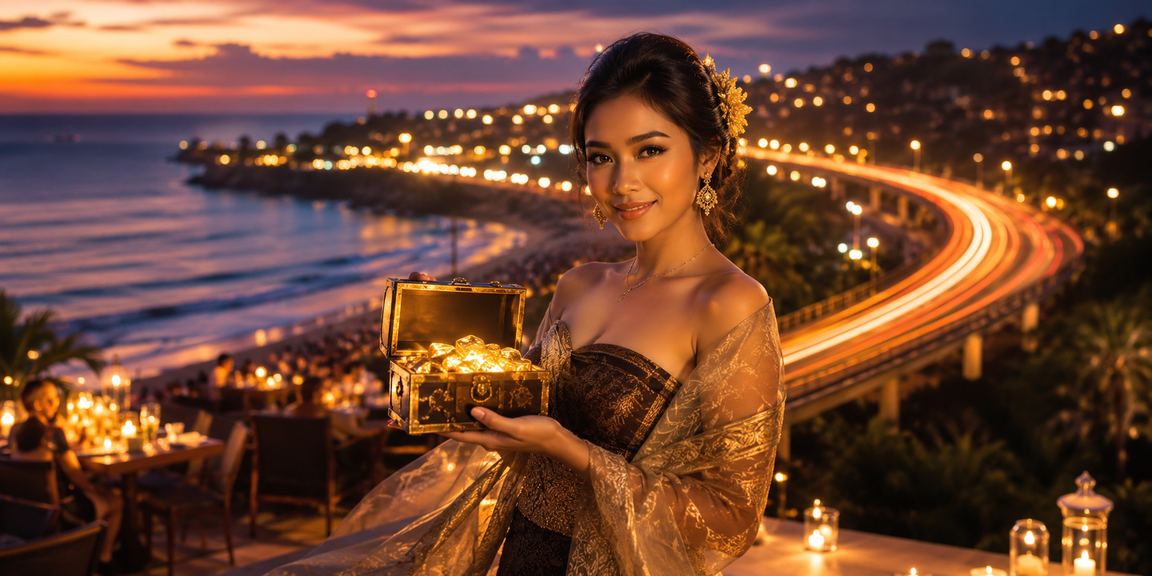 Pengguna menikmati cashback bonus di tepi pantai Indonesia setelah bermain di platform rembotogel
