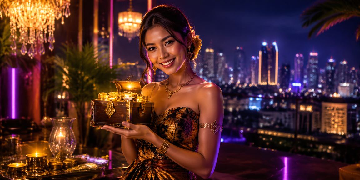 Suasana platform casino digital dengan cahaya neon yang menawan