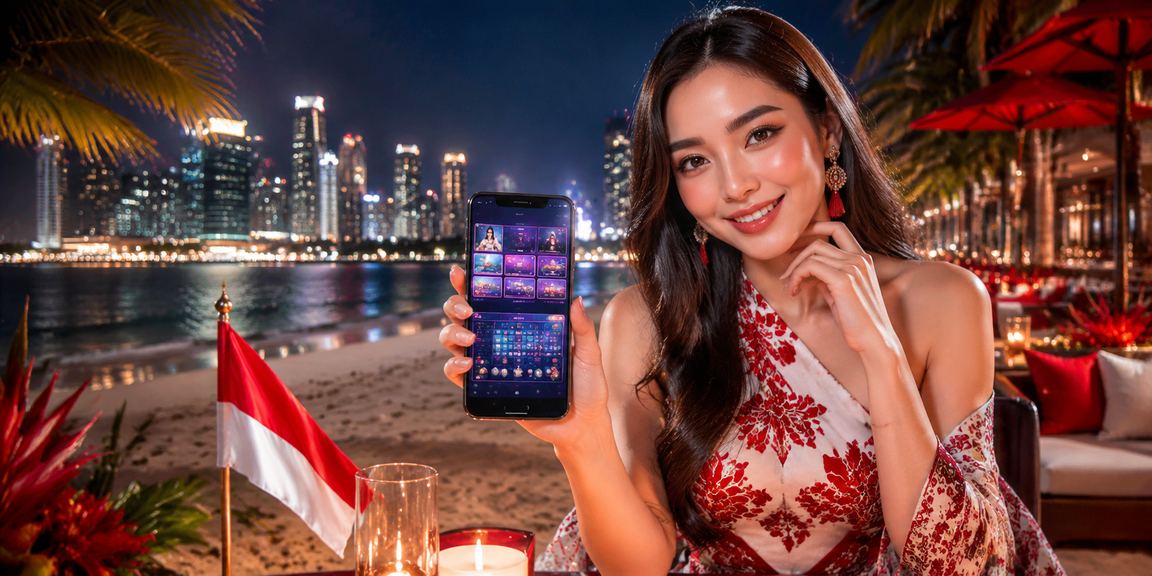 Pengguna mengakses platform digital dari pantai dengan suasana santai