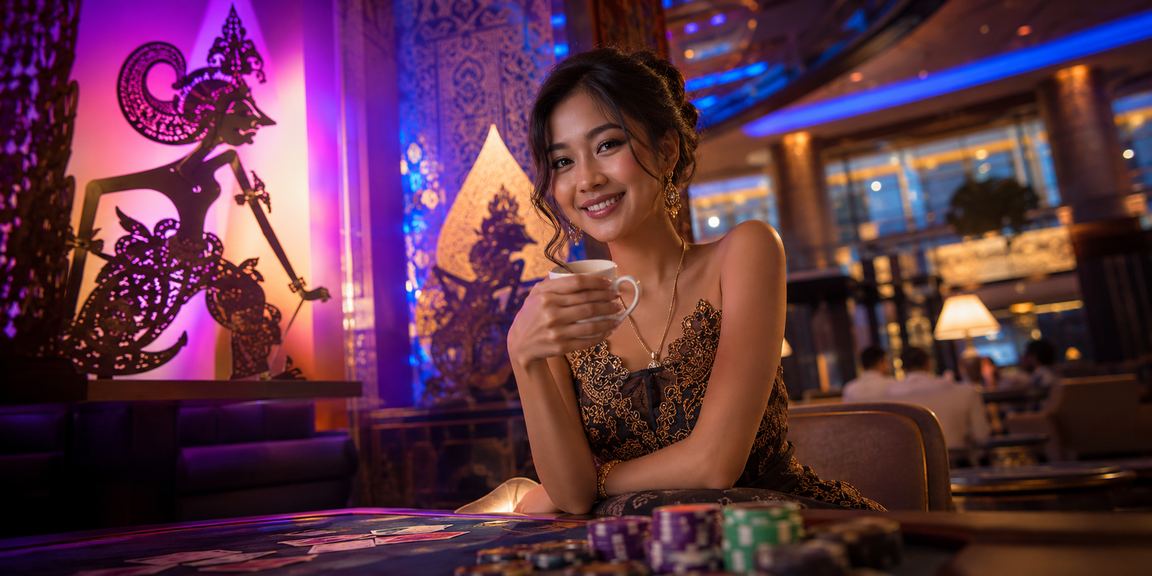 Permainan kartu casino dengan suasana santai di kedai kopi Indonesia